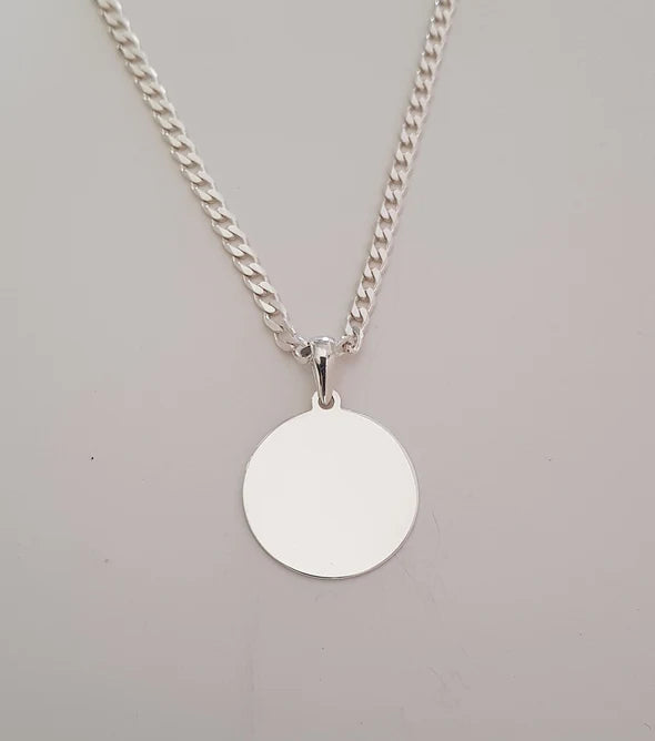Sterling Silver Round Disc Pendant - Medium