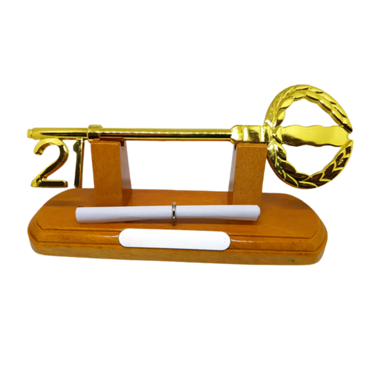 21st Key on Wooden Stand