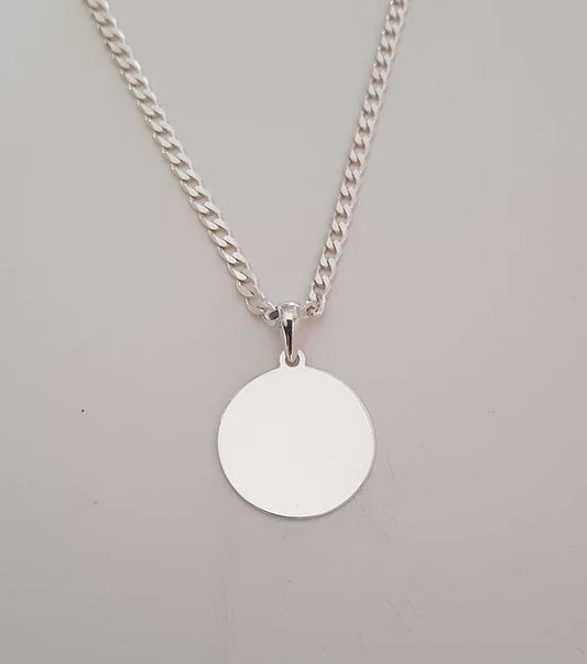 Sterling Silver Round Disc Pendant - Medium