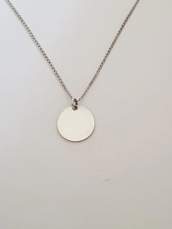 Sterling Silver Round Pendant Necklace