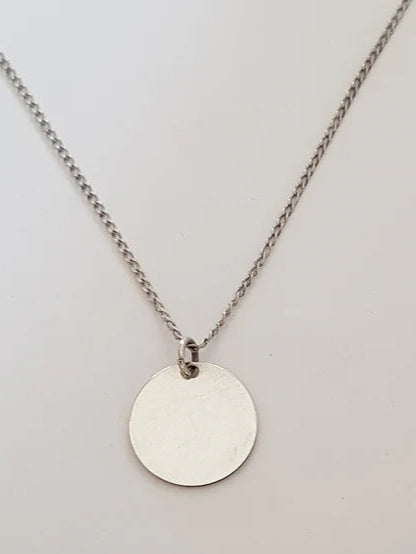 Sterling Silver Round Disc Pendant - Small
